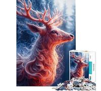 Puzzle per ragazzi da 1000 pezzi ritratto di cervo mistico nella foresta invernale puzzle da 1000 pezzi giocattolo fai da te decorazione per la casa gioco divertente e stimolante per tutta la famiglia