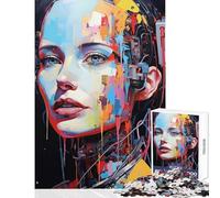 Puzzle per ragazzi da 1000 pezzi: ritratto di cyborg con elementi astratti colorati Puzzle da 1000 pezzi gioco pratico regalo per donne e uomini Taglio di precisione (38x52cm)