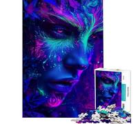 Puzzle per ragazzi da 1000 pezzi ritratto di spirito della foresta al neon puzzle per adulti gioco pratico sfida difficile divertente attività a casa (dimensioni 38x26cm)