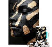 Puzzle per ragazzi da 1000 pezzi ritratto di volto in nero e oro impegnativo da completare difficile giocattolo decorativo per la casa per ragazzi dai 14 anni in su (38x52cm)