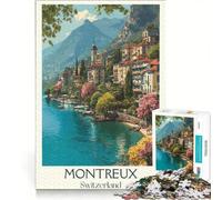 Puzzle per ragazzi da 1000 pezzi, Riviera Montreux, gioco divertente, allena la mente e la mano, adatto come decorazione da scrivania 50x75cm