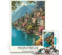 Puzzle per ragazzi da 1000 pezzi Riviera Montreux, gioco impossibile, decorazione per la casa, collezione d'artista, belle arti 38x26cm