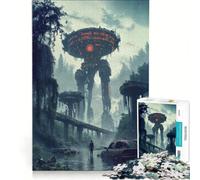Puzzle per ragazzi da 1000 pezzi robot gigante post-apocalittico giocattolo educativo migliora la memoria con poster abbinato e foglio di curiosità 38x52cm
