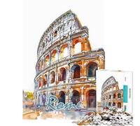 Puzzle per ragazzi da 1000 pezzi Roma acquerello gioco interattivo per ragazzi decorazione da parete difficile e stimolante (dimensioni 38x26cm)