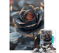 Puzzle per ragazzi da 1000 pezzi rosa nera con dettagli dorati gioco educativo sfida giocattolo idee regalo gara di velocità manuale (dimensioni 38x52cm)