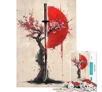 Puzzle per ragazzi da 1000 pezzi Sakura Katana Sole Rosso Gioco pratico Gioco stimolante Giocattolo Idee regalo Taglio di precisione (Dimensioni 38x52cm)