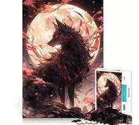 Puzzle per ragazzi da 1000 pezzi,Sakura Kitsune nera,grafica di alta qualità,gioco che stimola la concentrazione,ideale per il tempo libero,regalo di Natale 50x75cm