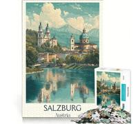 Puzzle per ragazzi da 1000 pezzi, Salisburgo, Austria, gioco rompicapo, impegnativo da completare, regalo per amici e familiari 38x52cm