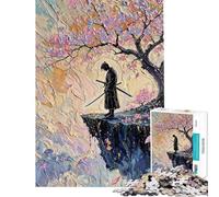 Puzzle per ragazzi da 1000 pezzi Samurai in contemplazione sotto un albero di ciliegio in fiore Puzzle per ragazzi con taglio di precisione interattivo genitore-figlio rompicapo gioco per famiglie