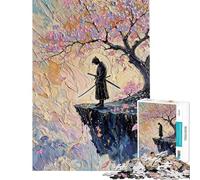 Puzzle per ragazzi da 1000 pezzi Samurai in contemplazione sotto un albero di ciliegio in fiore Puzzle per ragazzi con taglio di precisione interattivo genitore-figlio rompicapo gioco per famiglie