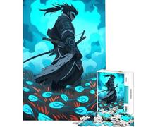 Puzzle per ragazzi da 1000 pezzi Samurai nella nebbia blu Gioco rompicapo educativo Giocattolo sfida Regalo di compleanno Adatto alle coppie (Dimensioni 38x52cm)