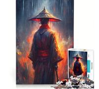 Puzzle per ragazzi da 1000 pezzi: Samurai sotto la pioggia e nel fuoco giocattolo educativo per divertimento in famiglia per rafforzare l'amore tra le coppie 38x52cm