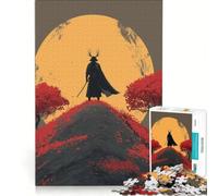 Puzzle per ragazzi da 1000 pezzi: Samurai sulla collina con la luna gioco antistress rilassante per la mente sfida unica 38x52cm