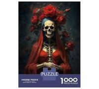 Puzzle Per Ragazzi Da 1000 Pezzi Santa Muerte with Red Roses Puzzle Giochi Rilassanti Difficili Divertenti Attività A Casa, 70x50cm/1000pcs