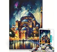 Puzzle per ragazzi da 1000 pezzi, Santa Sofia Istanbul, gioco fai-da-te, migliora la memoria, con poster e foglio di curiosità abbinati 38x52cm