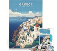 Puzzle per ragazzi da 1000 pezzi, Santorini - Grecia, gioco divertente, allena la mente e la mano, adatto come decorazione da scrivania 50x75cm