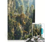 Puzzle per ragazzi da 1000 pezzi "Santuario di montagna nascosto" gioco rilassante interazione genitore-figlio sfida unica 38x52cm