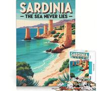 Puzzle per ragazzi da 1000 pezzi, Sardegna, cristallo, mare, vintage, gioco divertente, allena la mente e le mani, adatto come decorazione da scrivania 38x52cm