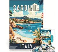 Puzzle per ragazzi da 1000 pezzi, Sardegna, Italia, decorazione per la casa, con pezzi ad incastro di forma casuale, 38x52cm