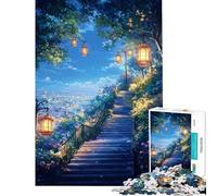 Puzzle per ragazzi da 1000 pezzi Scala notturna verso le luci della città difficile e impegnativo gioco per famiglie adatto a persone dai 14 anni in su (38x26cm)