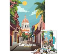 Puzzle per ragazzi da 1000 pezzi scena di strada di Cartagena Colombia Divertimento a casa attività di analisi e logica giocattolo antistress per ragazzi dai 14 anni in su 38x52cm