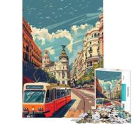 Puzzle per ragazzi da 1000 pezzi scena di strada di Madrid difficile e stimolante regalo di compleanno gioco educativo per ragazzi dai 14 anni in su (38x26cm)