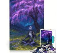 Puzzle per ragazzi da 1000 pezzi: scheletro samurai sotto un albero di ciliegio in fiore Gioco divertente antistress interessante ogni pezzo è unico 38x52cm
