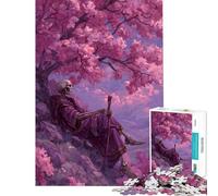 Puzzle per ragazzi da 1000 pezzi: scheletro sotto un albero di ciliegio in fiore Gioco rompicapo per adulti stimolante per la memoria antistress e ideale come regalo (dimensioni 38x26cm)