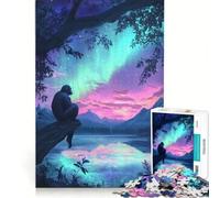 Puzzle per ragazzi da 1000 pezzi: Scimpanzé sotto l'aurora boreale, gioco rompicapo, impegnativo da completare, ideale come regalo per tutta la famiglia 38x52cm