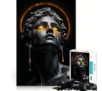 Puzzle per ragazzi da 1000 pezzi,scultura nera con occhi dorati gocciolanti e aureola,bordo artistico di alta qualità,gioco di concentrazione mentale,divertimento,regalo artistico di Natale