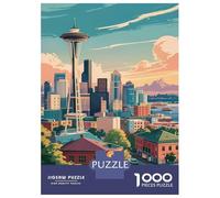 `Puzzle Per Ragazzi Da 1000 Pezzi Seattle Skyline with Space Needle Puzzle Per Adulti Giochi Rilassanti Analisi E Logica Giochi Stimolanti Regali 38x26cm/1000pcs