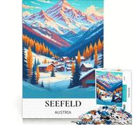 Puzzle per ragazzi da 1000 pezzi, Seefeld, Austria, inverno, gioco pratico, difficile e stimolante, regalo per un gioco impegnativo 38x26cm