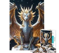 Puzzle per ragazzi da 1000 pezzi segno zodiacale Bilancia bianco e drago dorato ideale per compleanni e Natale Gioco impegnativo e stimolante per ragazzi dai 14 anni in su (50x75cm)