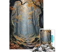 Puzzle per ragazzi da 1000 pezzi Sentiero autunnale nella foresta con alberi ricoperti di muschio Puzzle per ragazzi con taglio di precisione interazione genitore-figlio rompicapo giochi per famiglie