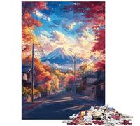 Puzzle per ragazzi da 1000 pezzi: Sentiero autunnale verso il Monte Fuji Puzzle per ragazzi con taglio di precisione interattivo genitore-figlio rompicapo gioco per famiglie (38x52cm/1000 pezzi)
