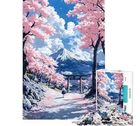 Puzzle per ragazzi da 1000 pezzi Sentiero dei ciliegi in fiore verso il Fuji Gioco rompicapo gara di velocità manuale esercizio per la mente (dimensioni 50x75cm)