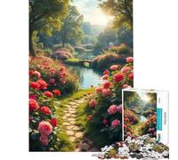 Puzzle per ragazzi da 1000 pezzi sentiero del roseto gioco per adulti gioco per famiglie taglio di precisione gioco stimolante regalo (dimensioni 38x52cm)