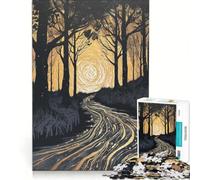 Puzzle per ragazzi da 1000 pezzi: Sentiero dorato attraverso la foresta oscura, gioco educativo, migliora la memoria, con poster abbinato e foglio di curiosità 38x52cm