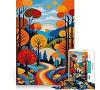 Puzzle per ragazzi da 1000 pezzi,sentiero nella foresta autunnale,incastri lisci,divertente,gioco stimolante per la mente,rilassante,regalo di compleanno (50x75cm)
