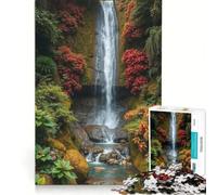 Puzzle per ragazzi da 1000 pezzi: Serena cascata in una giungla lussureggiante gioco interattivo attività divertenti da fare a casa con poster e foglio di curiosità abbinati 38x26cm