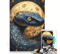 Puzzle per ragazzi da 1000 pezzi: Serpente Cosmico e Luna Dorata, gioco interattivo, migliora la memoria, regalo per amici e familiari 50x75cm