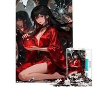 Puzzle per ragazzi da 1000 pezzi Sfera rossa Donna con specchi rotti Impegnativo da completare Regalo di compleanno Decorazione per la casa Giocattolo per ragazzi dai 14 anni in su (38x52cm)