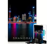 Puzzle per ragazzi da 1000 pezzi Shanghai Cina Taglio preciso Decorazione Giocattolo creativo divertente Pace Gioco Gioco Natale Opera d'arte (38x26cm)