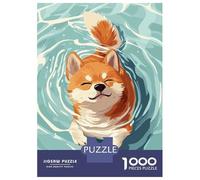 Puzzle Per Ragazzi Da 1000 Pezzi Shiba Inu Dog Swimming in Water Puzzle Per Adulti Giochi Per Famiglie Taglio Di Precisione Attività Divertenti A Casa 70x50cm/1000pcs