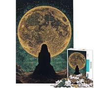 Puzzle per ragazzi da 1000 pezzi silhouette sotto una luna gigante puzzle per adulti rompicapo gioco per passare il tempo durante le vacanze compleanno e Natale (dimensioni 50x75cm)