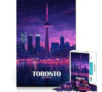 Puzzle per ragazzi da 1000 pezzi skyline di Toronto, Canada, di notte Taglio preciso Divertimento, risoluzione di problemi, relax, divertimento, esposizione artistica natalizia (50x75cm)