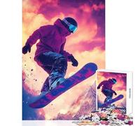 Puzzle per ragazzi da 1000 pezzi: snowboarder a mezz'aria contro la montagna gioco educativo disegno da assemblare decorazione da parete per rafforzare l'amore tra le coppie (26x38cm)