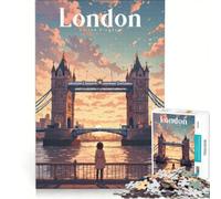 Puzzle per ragazzi da 1000 pezzi "Sognando al Tower Bridge", gioco educativo, decorazione perfetta, lista dei desideri con Babbo Natale 50x75cm