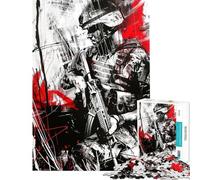 Puzzle per ragazzi da 1000 pezzi soldato militare rosso Puzzle per adulti gioco divertente che migliora la memoria compleanno e Natale (dimensioni 38x52cm)