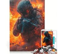 Puzzle per ragazzi da 1000 pezzi Soldato nel fuoco Gioco educativo Divertente antistress Ottimo regalo per gli appassionati di videogiochi 38x52cm